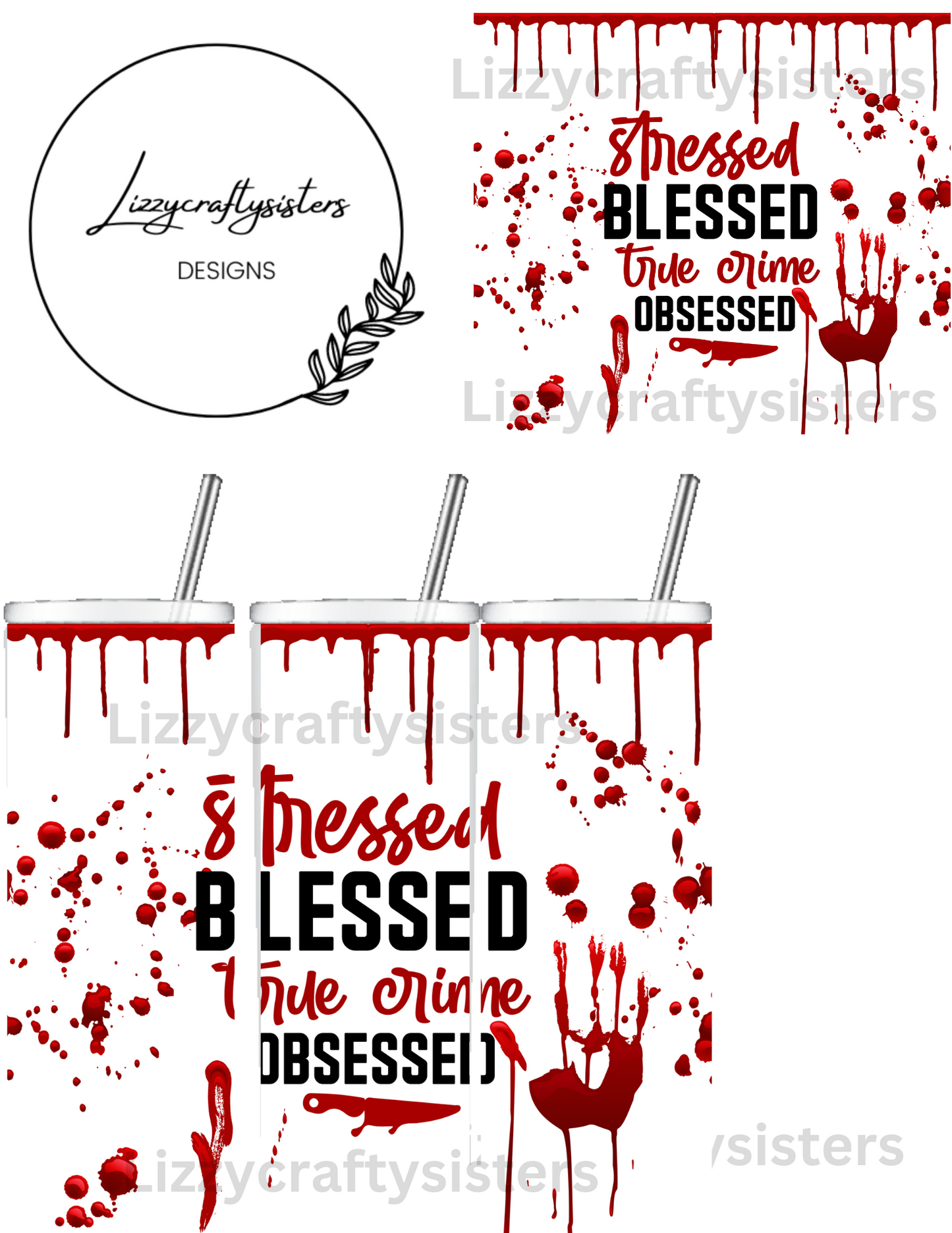 True Crime Sublimation 20 oz skinny tumbler