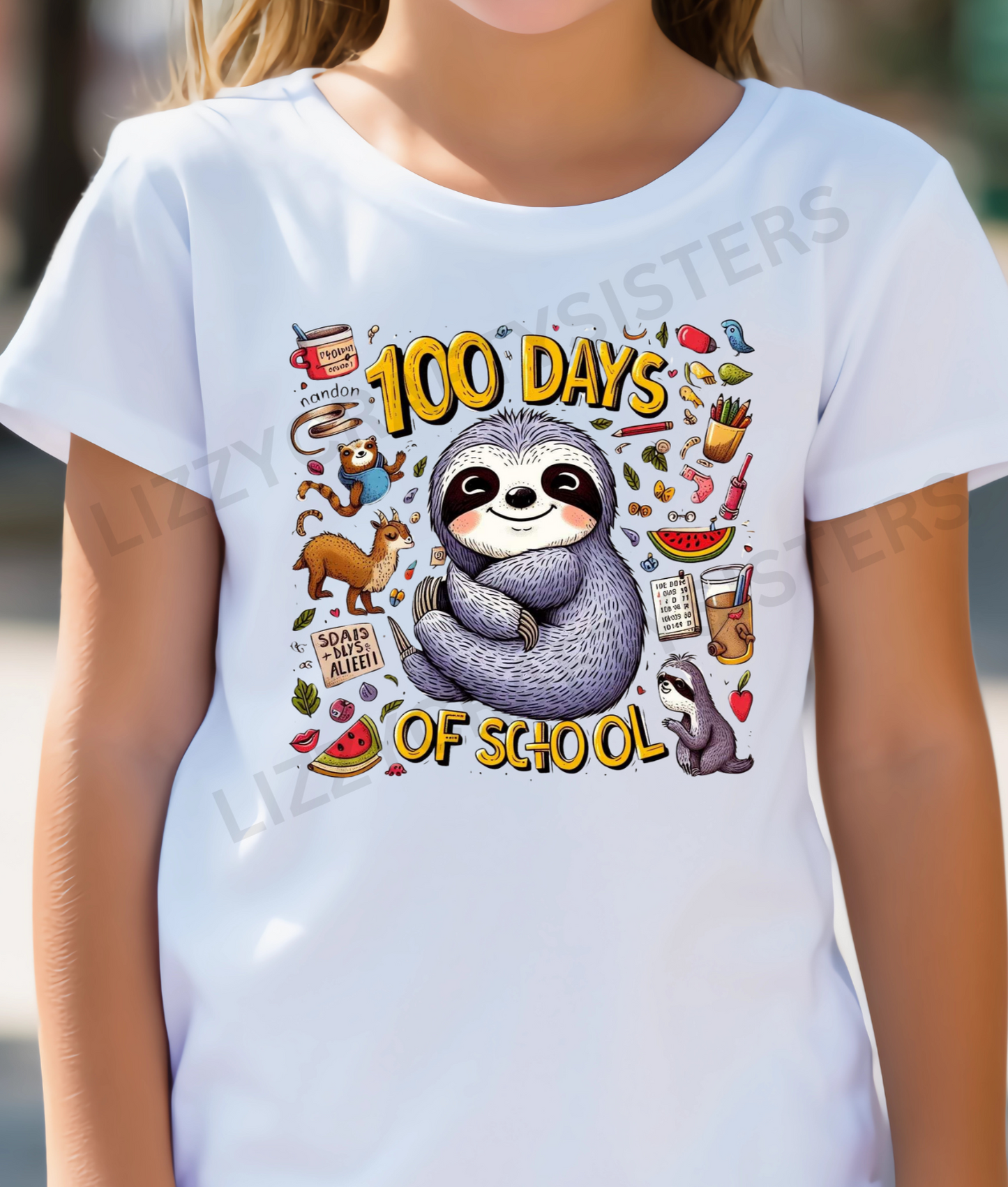 100 Days of School Sloth Sublimation print only