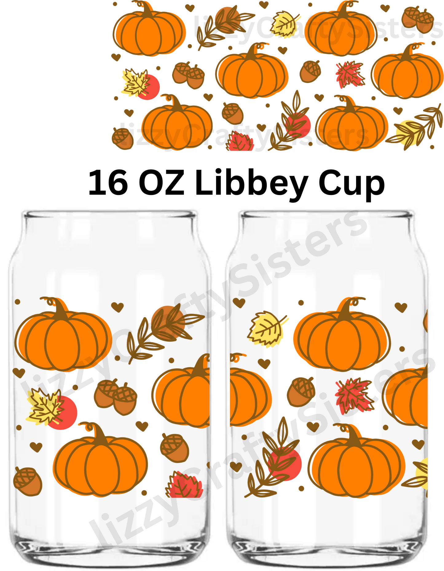 Pumpkin and leaves 16 oz UVDTF Wrap