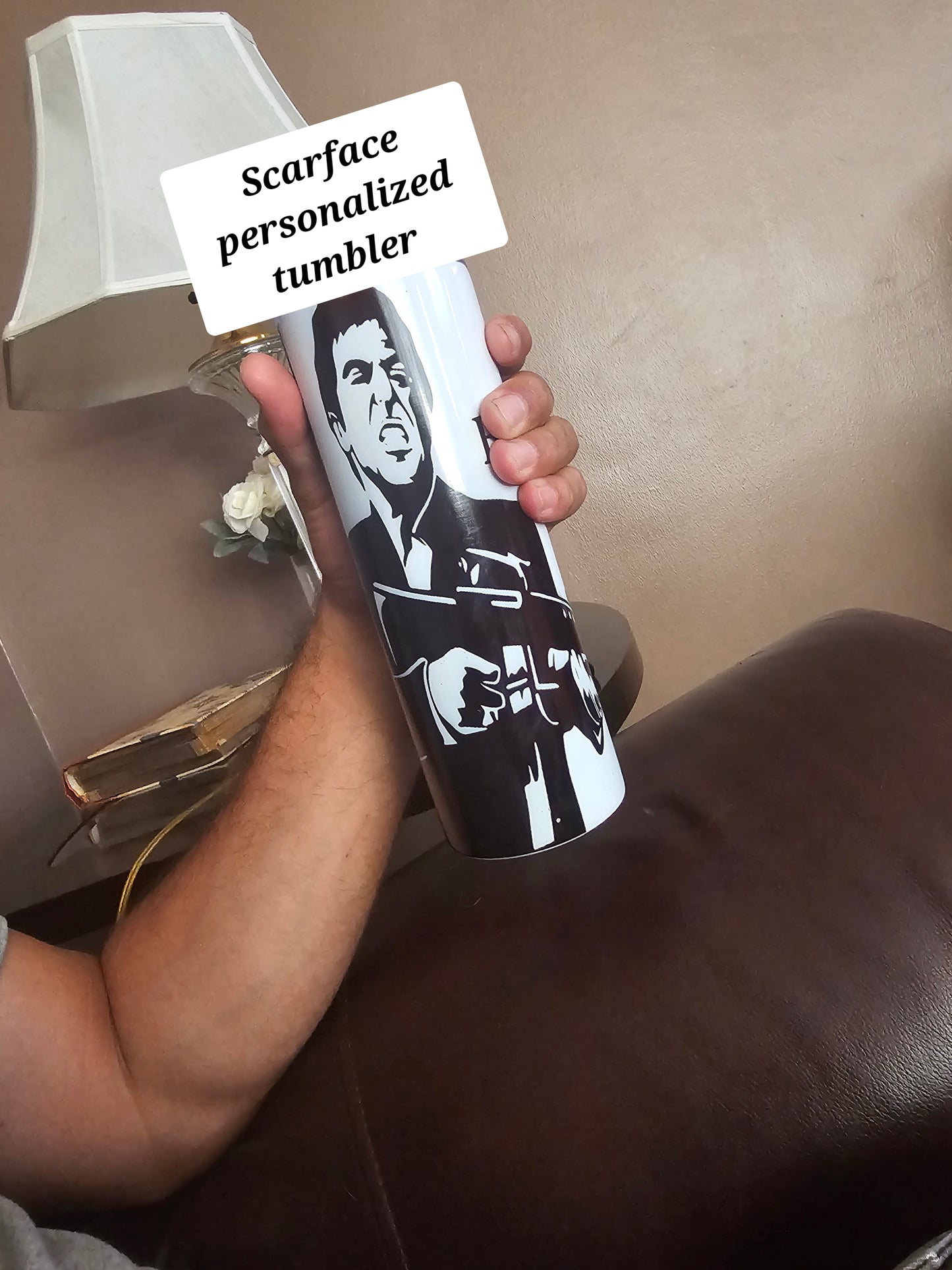 Scarface Sublimation 20 oz skinny tumbler