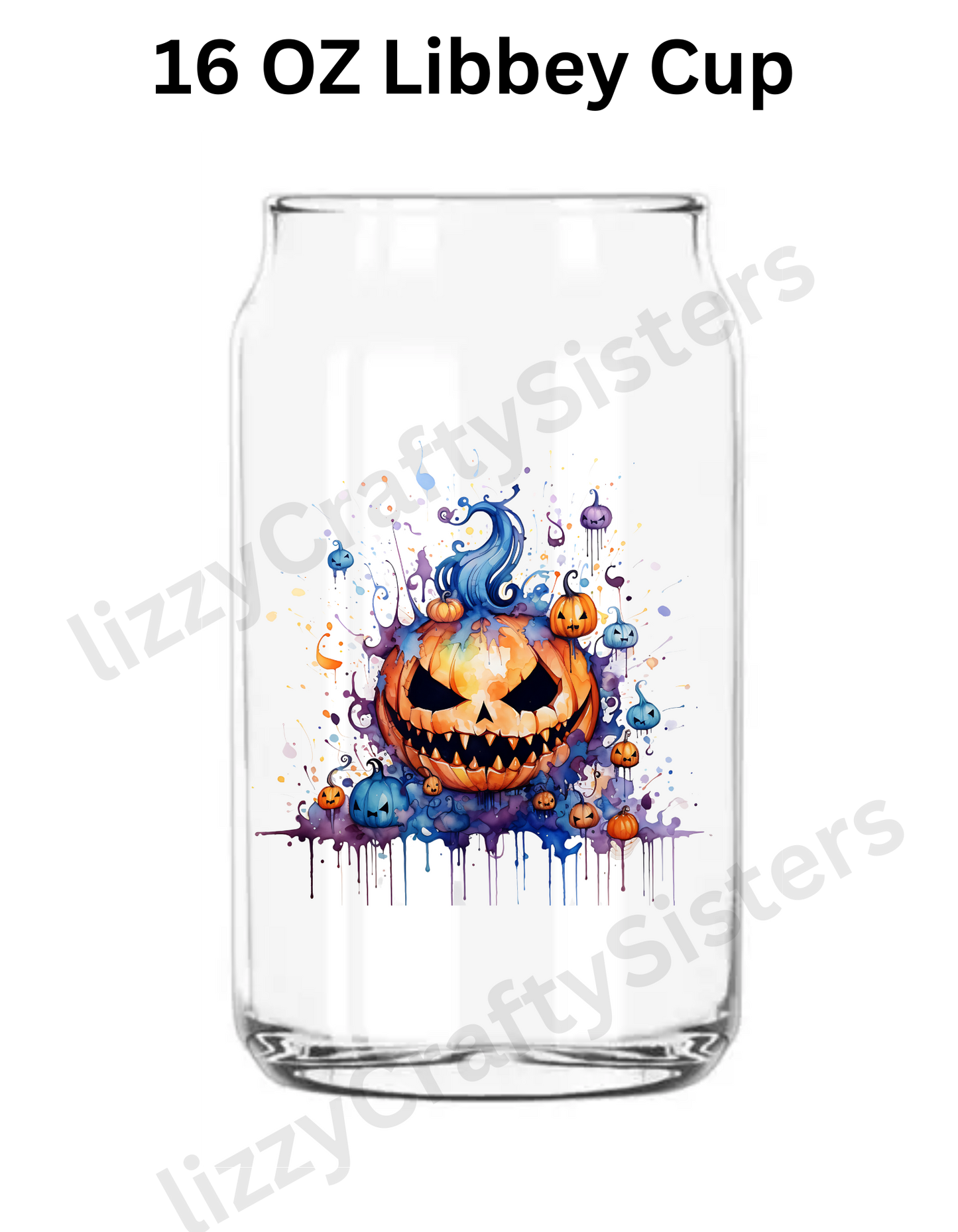 Colorful pumpkin bat 16 oz UVDTF Wrap