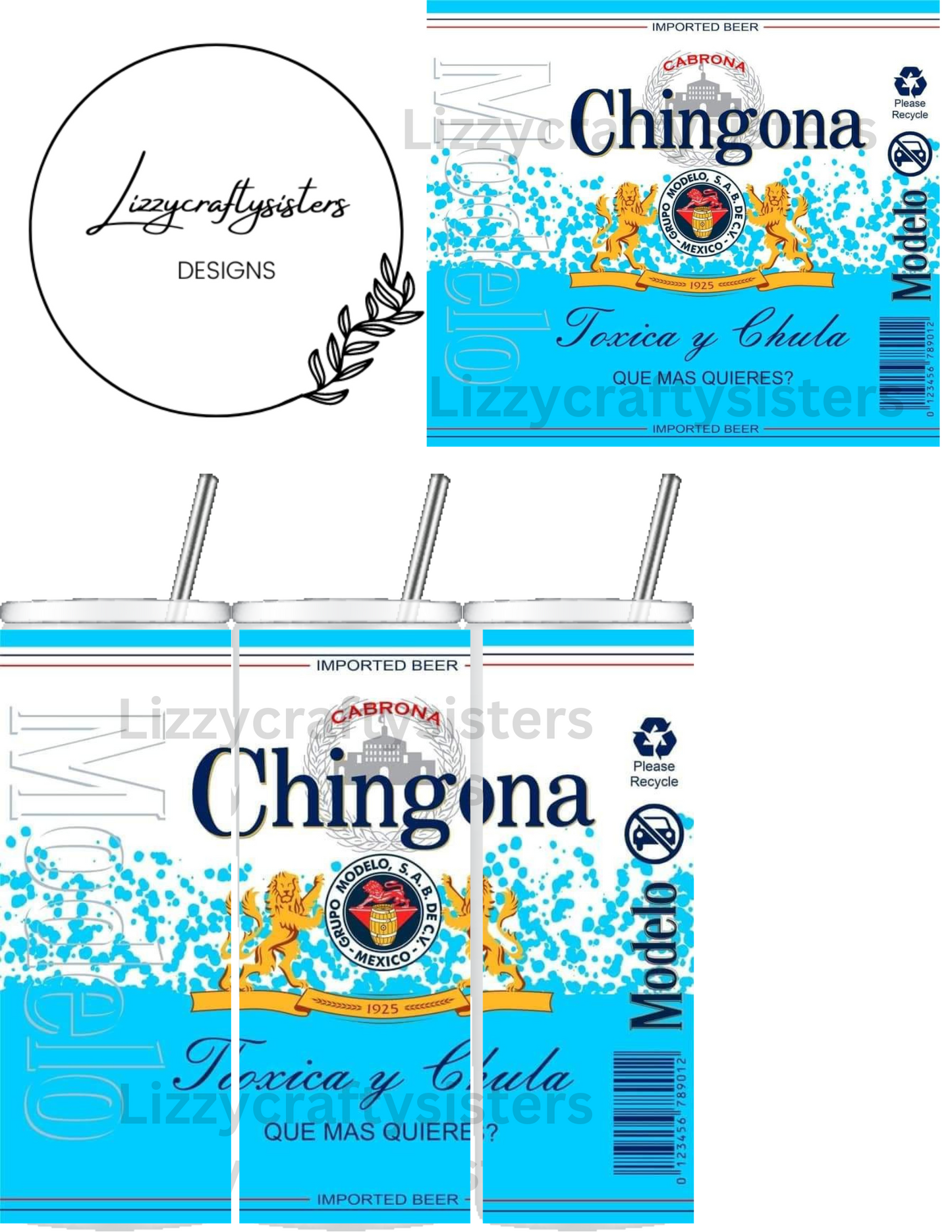 Chingona Sublimation 20 oz skinny tumbler