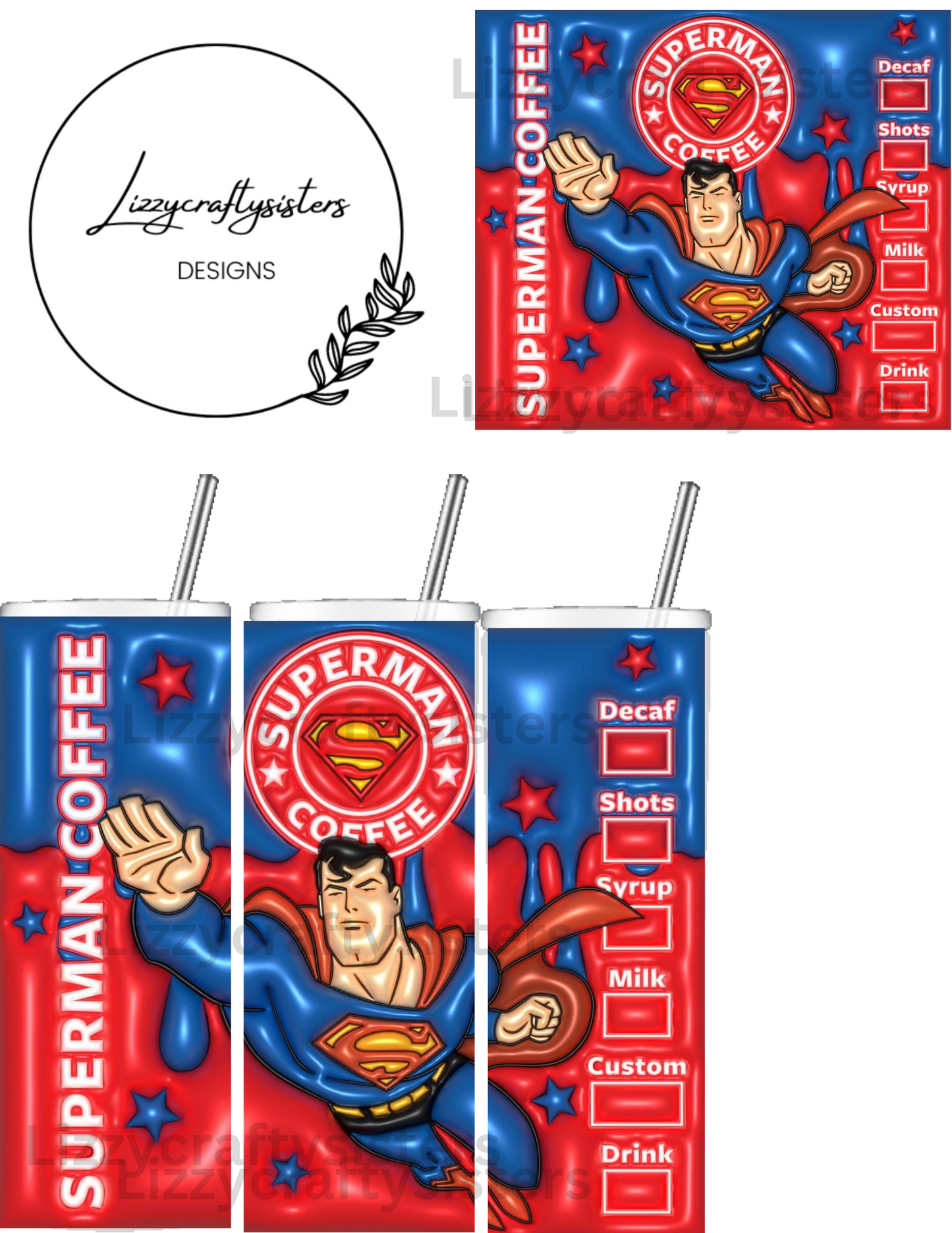 Super Hero Sublimation 20 oz skinny tumbler