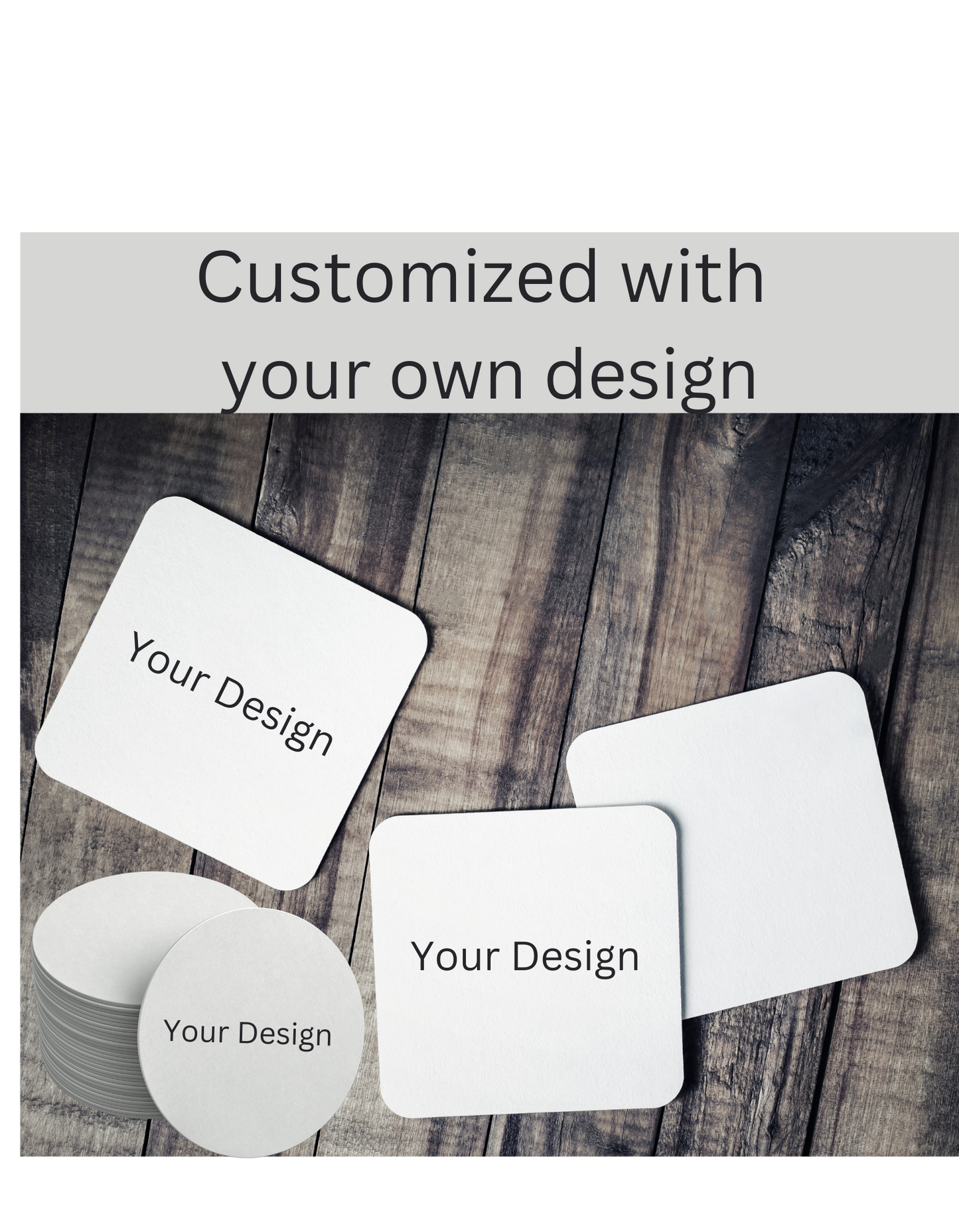 Custom Printed Drinks Coaster - Round Square Rubber Backed