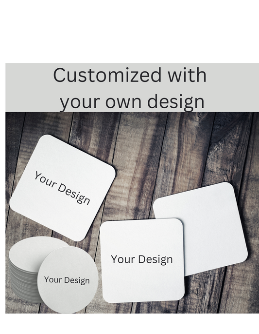 Custom Printed Drinks Coaster - Round Square Rubber Backed